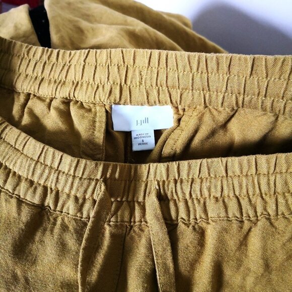 J. Jill Beachcomber Pull Up Pants Linen Blend Tie Waist Gilded Coin Comfy Sz SP - Picture 6 of 6